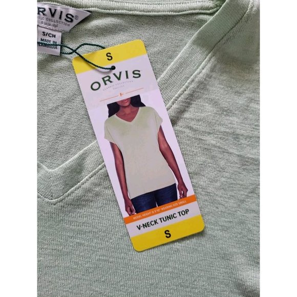 New Womens Orvis Mint Green V Neck Cap Sleeve Knit Top Sz S - Picture 3 of 5